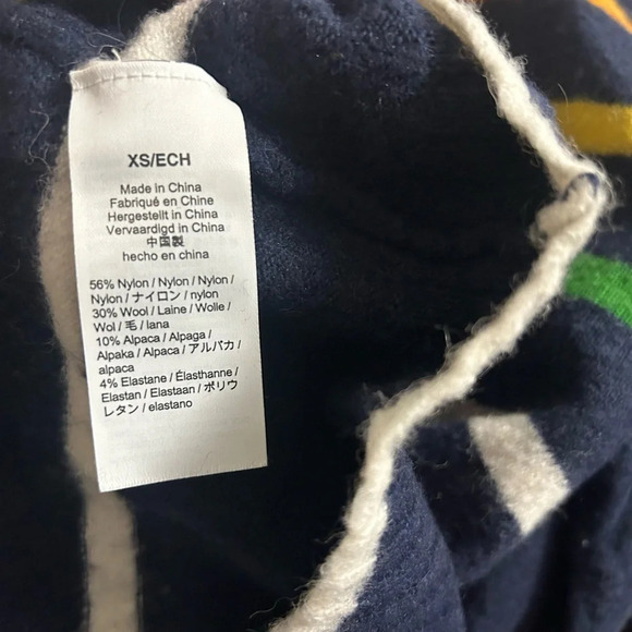 J. Crew Multistripe Rainbow Supersoft Yarn Turtleneck Sweater Alpaca Wool XS - Picture 4 of 5